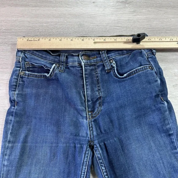 Free People Skinny Jeans Womens 24 Blue Dark Wash Ripped Knees Stretch Denim - Picture 8 of 15